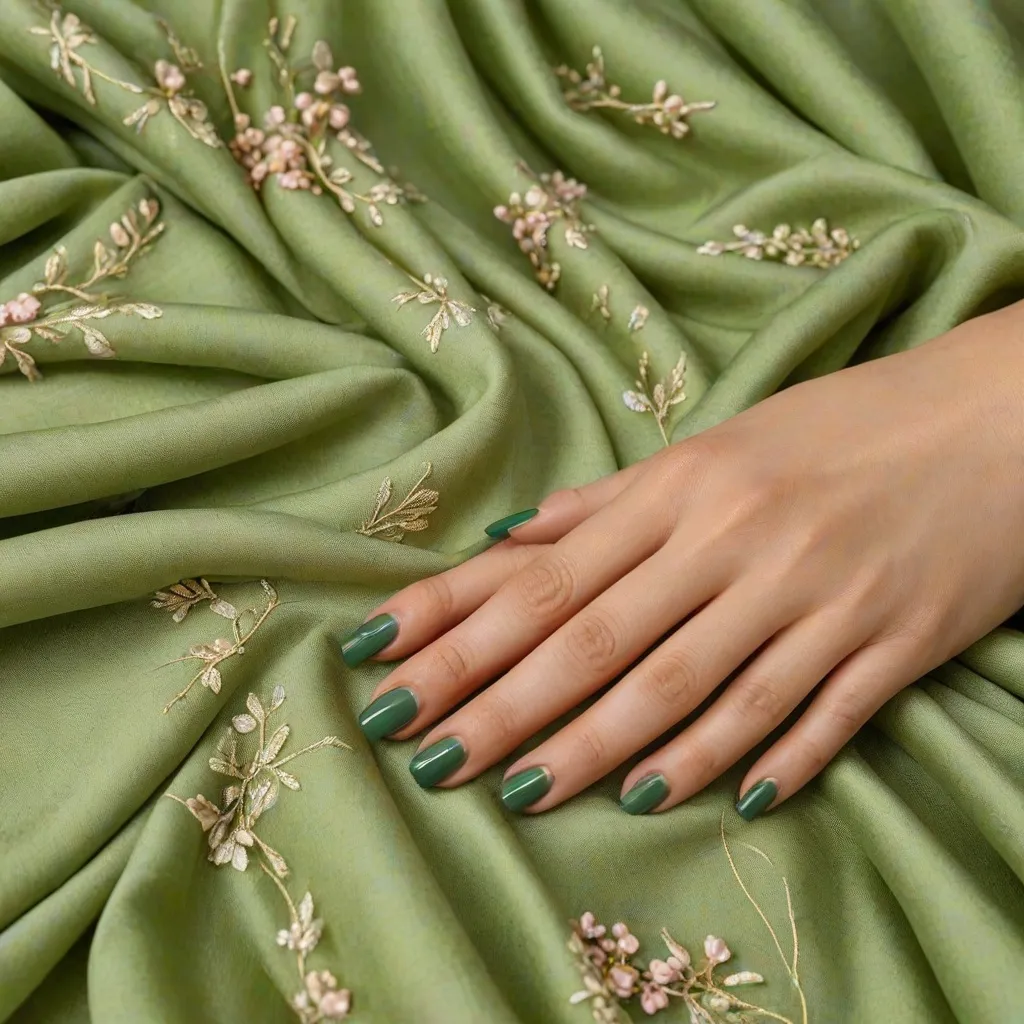 Jakie paznokcie pasują do zielonej sukienki?