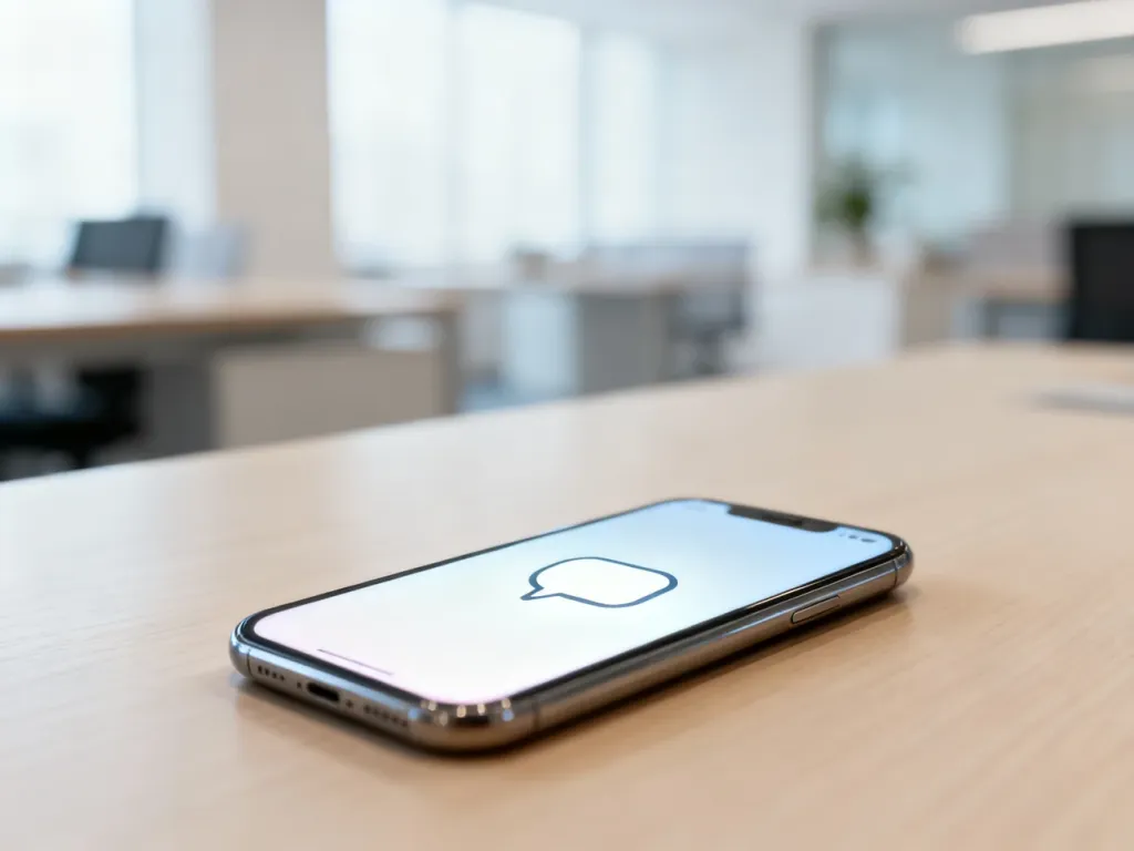 Nowoczesny smartfon z ikoną dymka na ekranie, symbolizujący komunikację w internecie.