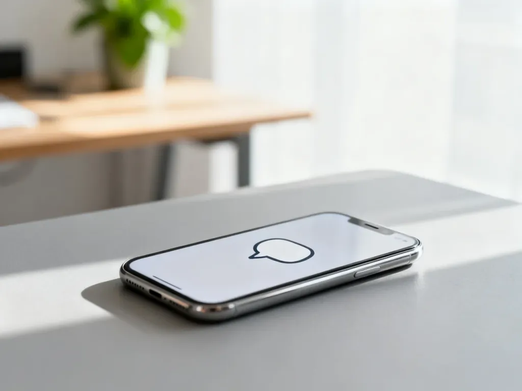 Nowoczesny smartfon z ikoną dymka czatu na ekranie, symbolizujący komunikację w mediach społecznościowych.
